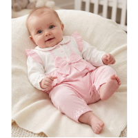 BIS-2020-2716: Baby Girls Frill & Bow Mock 2 Piece All in One Outfit (NB-6 Months)